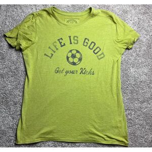 Life is good green soccer t shirt‎ M